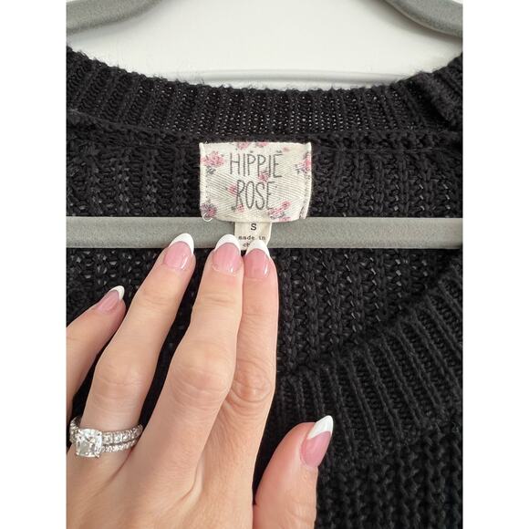 Hippie Rose - Black Knit Side Tie Scoop Neck Sweater - Size S - Picture 4 of 4